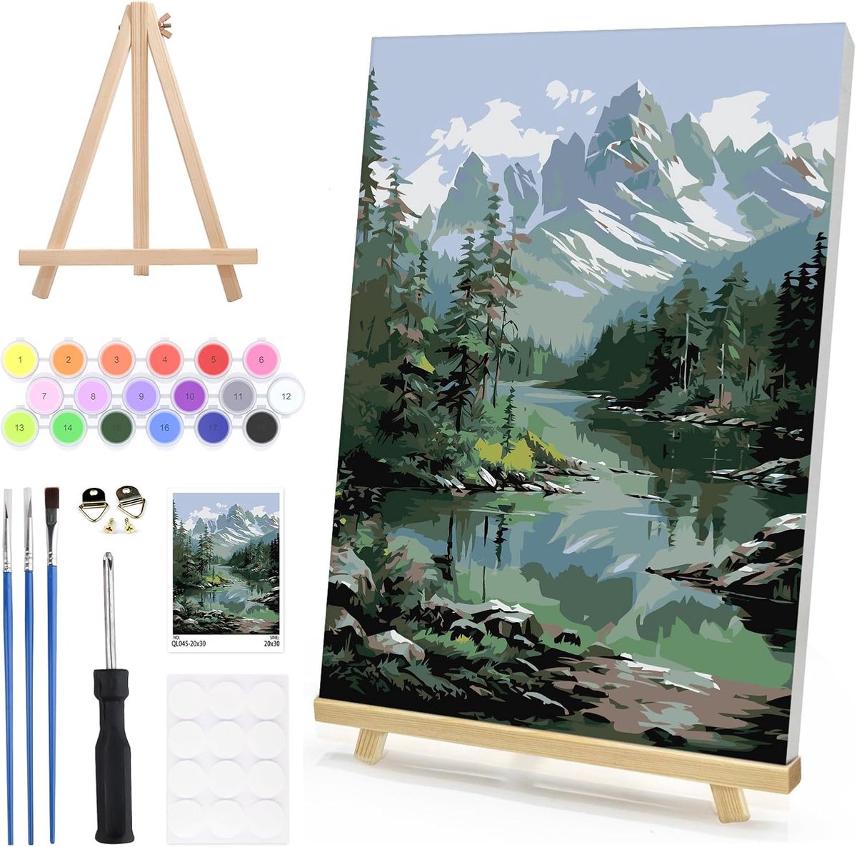 DAERLE Verf op nummer voor volwassenen ingelijst met houten ezel, natuurlijk landschap, verf op nummer kits met - ShopVlot