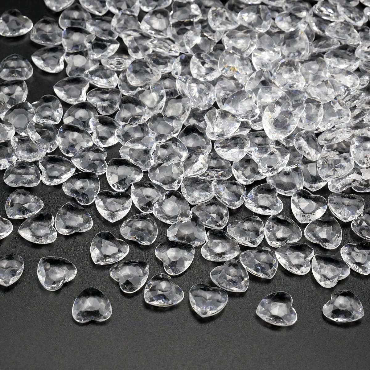 500 Pieces Sparkling Hearts, Diamond Crystals, Glass Nuggs, Clear Scatter Decoration, Hearts for Vase, Laying - ShopVlot