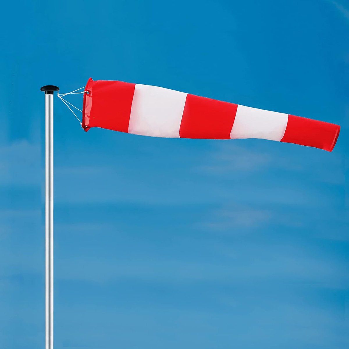 Premium Outdoor Wind Bag 180 x 30 x 15 cm incl. Suspension and Rotation Mechanism, Wind Indicators in Red/White - ShopVlot