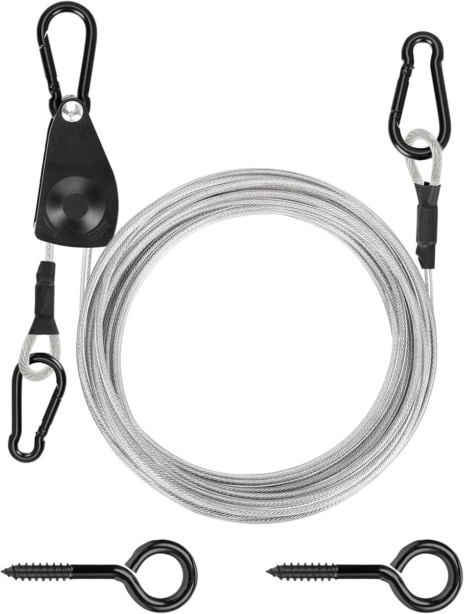 TooTaci 30ft outdoor waslijn kit, 3/16 inch PVC gecoate staalkabel Heavy Duty draagbare kleding lijn kit met - ShopVlot