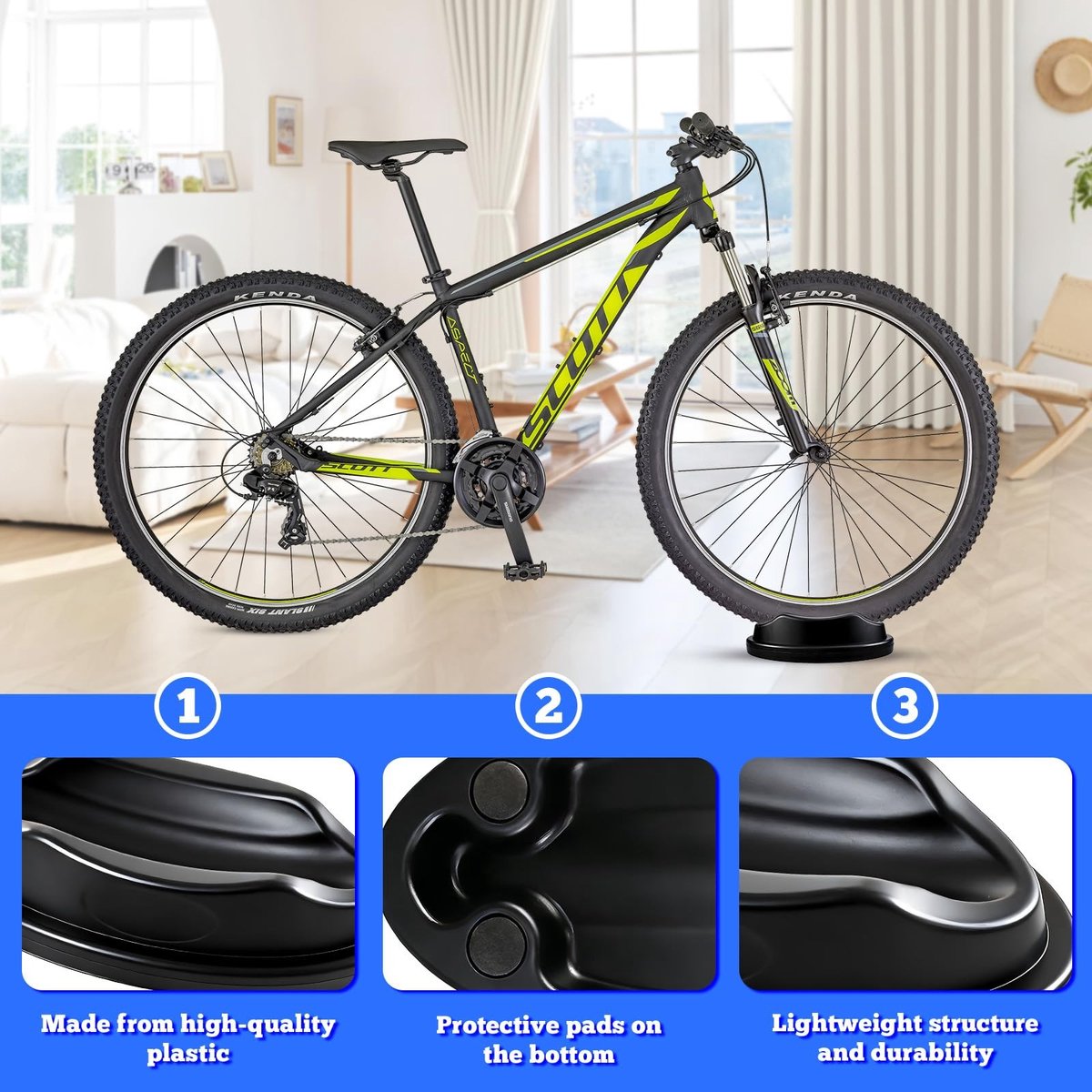 Fiets Wielsteun - Voorwiel Verhoger - Indoor Fietsen - Vloer Beschermend - 2 stuks - Zwart
