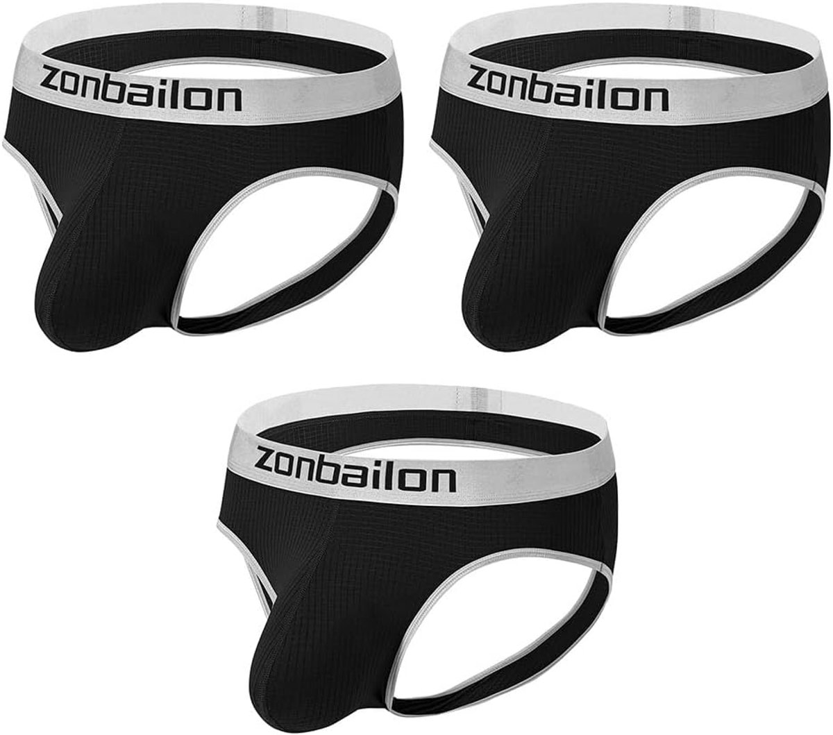 Sexy Athletic Supporter Jockstrap Bulge Enhancing Briefs Micro Mesh Smooth Tagless Underwear, 3 x black - ShopVlot