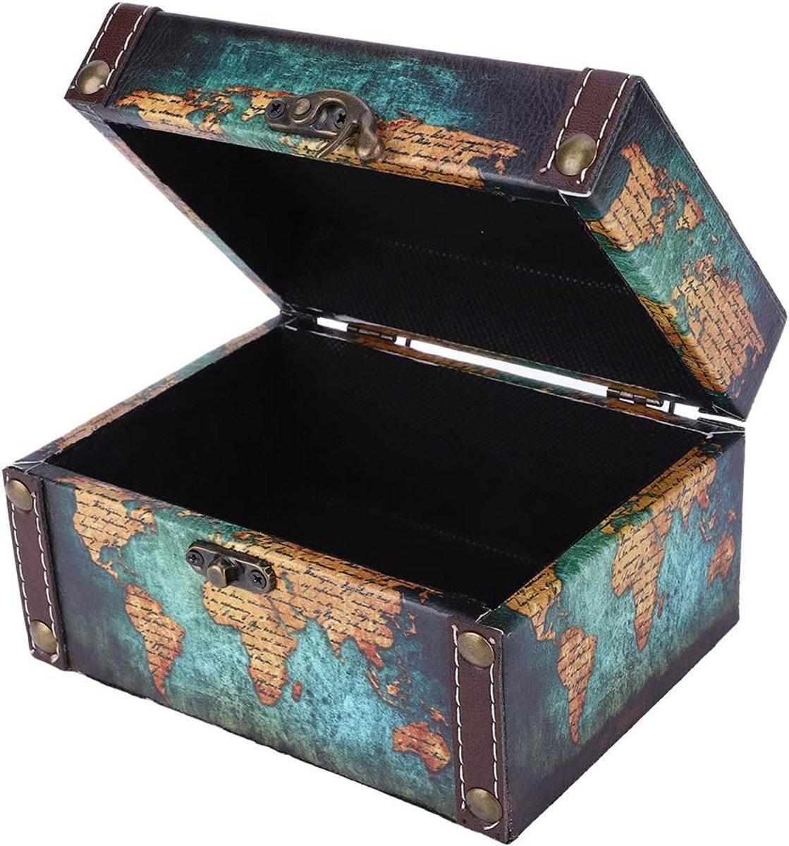 Wooden Storage Box, European Style Wooden Box Handmade Retro Jewelry Storage Box Vintage Organizer Display with Lid - ShopVlot