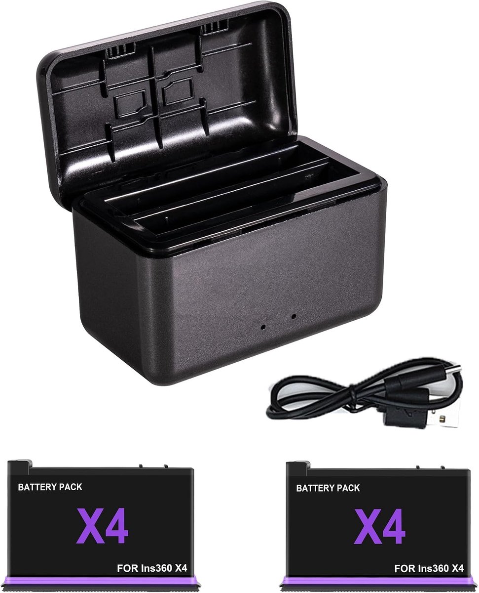 Portable oplader en batterijset voor Insta360 X4 - snelle oplaadstation - extra batterijaccessoires - ShopVlot