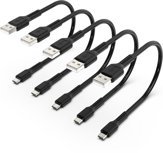 Solidchoice - Set van 5 Korte Micro USB Oplaadkabels van 30cm