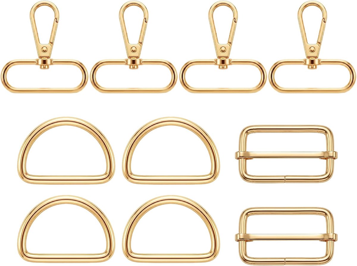 D-ringen en karabijnhaken set - 4 D-ringen en 4 karabijnhaken - zinklegering - ideaal voor tassen en rugzakken - ShopVlot