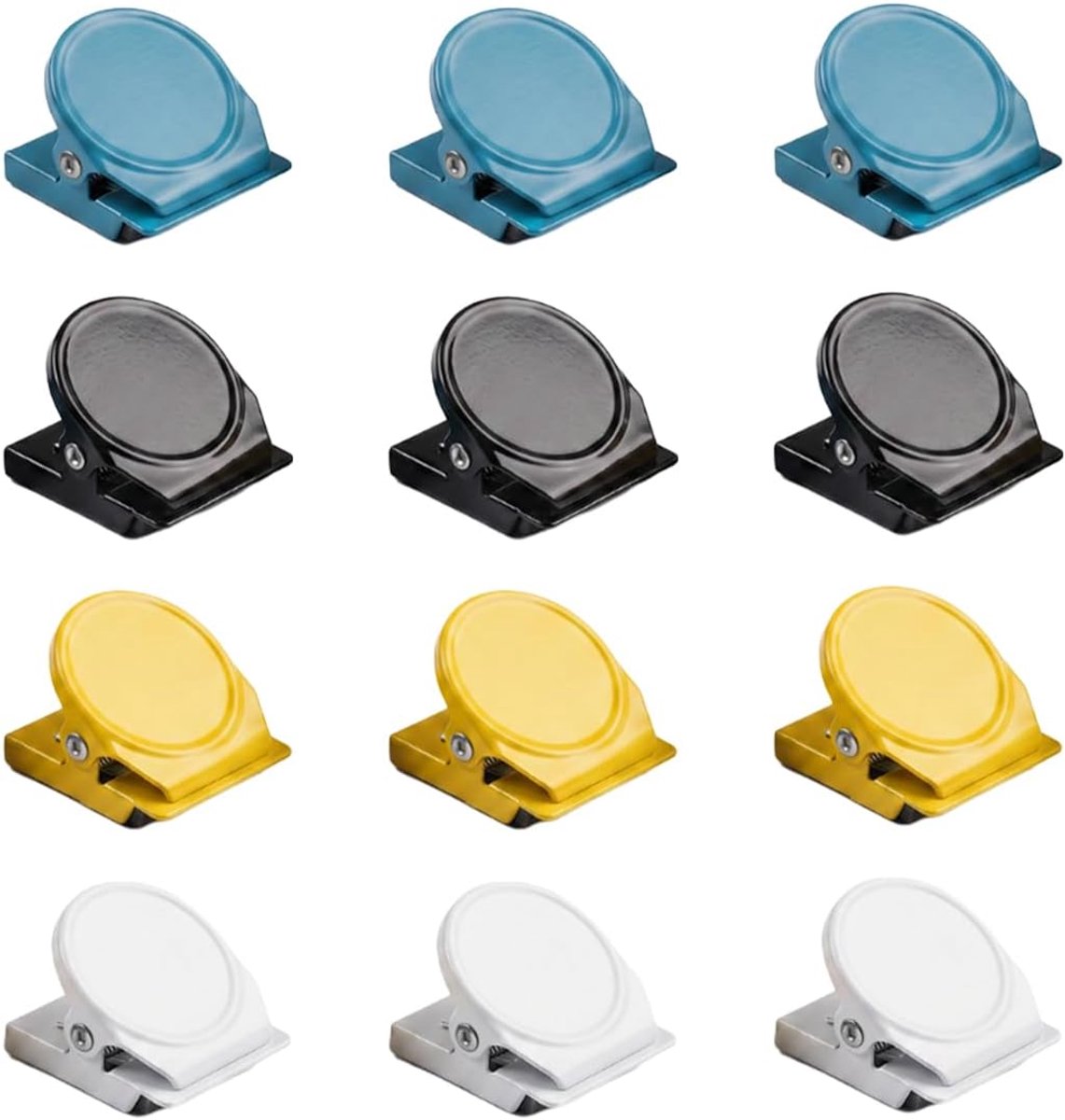 Magneetclips 12 stuks - meerkleurig - extra sterke magnetische hechting - ideaal voor koelkast en school - ShopVlot