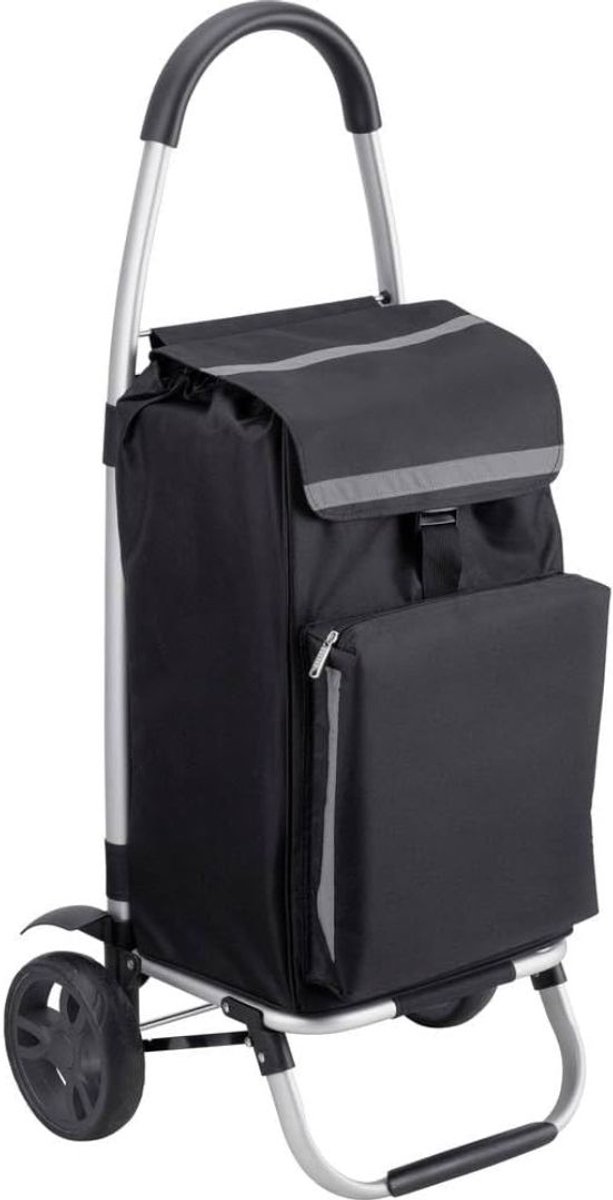 VALI® Boodschappentrolley - Boodschappentas op Wielen - Opvouwbare Boodschappentrolley - Zwart - 29cm x 38cm x 89cm