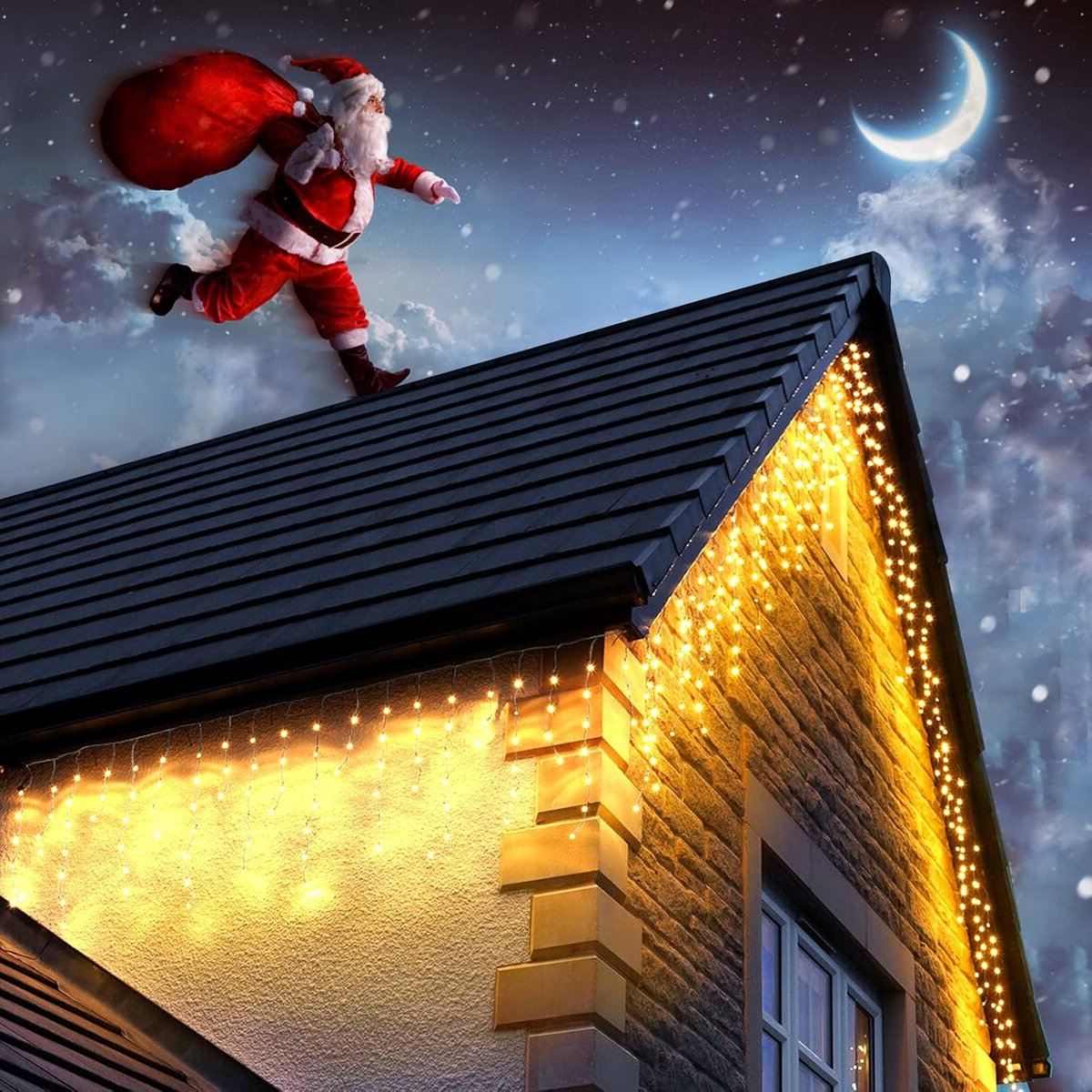 Sfeervolle kerstverlichting - 7,5 m icicle lichtsnoer - 240 LED warm wit - perfect voor buitengebruik - ShopVlot
