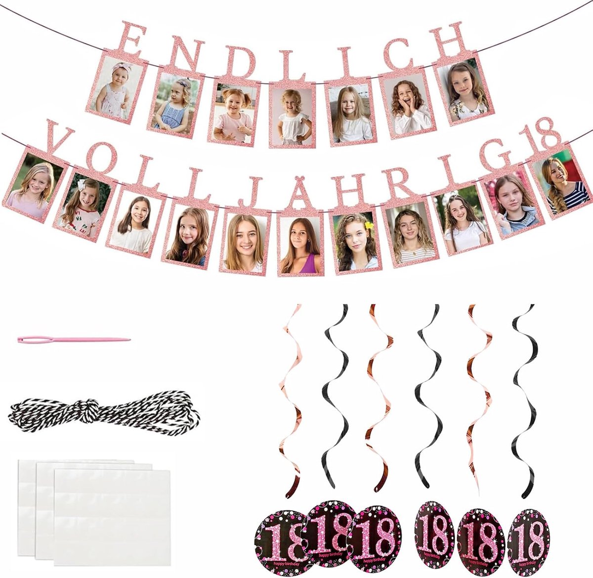 Hanging decoratie 18 jaar - rosegoud - gepersonaliseerde stippen - perfect voor verjaardagsfeest - ShopVlot