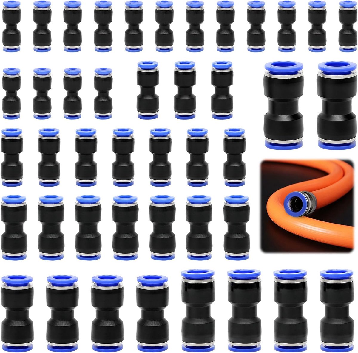 Pneumatische rechte push connectors 42pcs - snelle koppelingen 4/6/8/10/12/14mm - duurzame PU materialen - ShopVlot