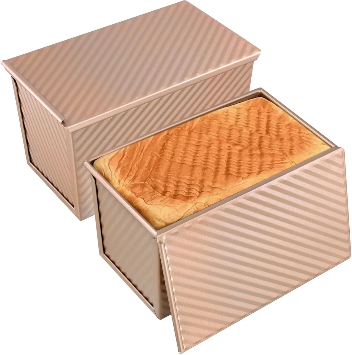 Brood-bakvorm met Deksel - Goud - 20,5 x 12,5 x 12 cm - Hoogwaardig Koolstofstaal - Voor Thuisgebruik en Cadeaus