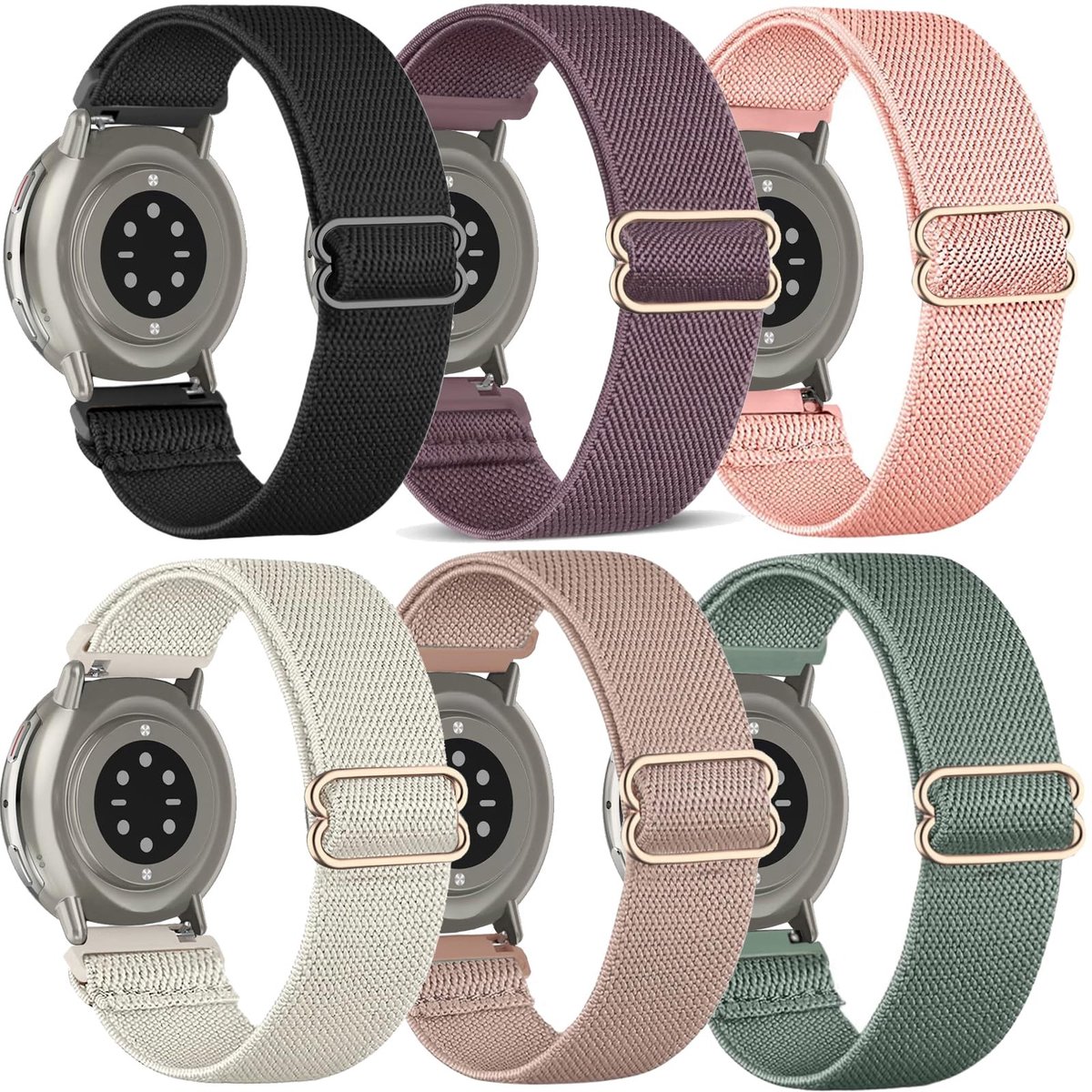 Solidchoice - Set van 6 Elastische Nylon Horlogebandjes voor Smartwatches