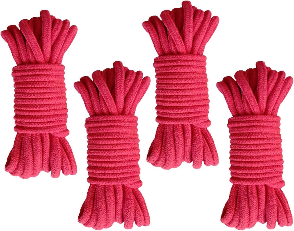 Katoenen Touw 10m - Rood - 8mm Dikte - Voor Kamperen - ShopVlot