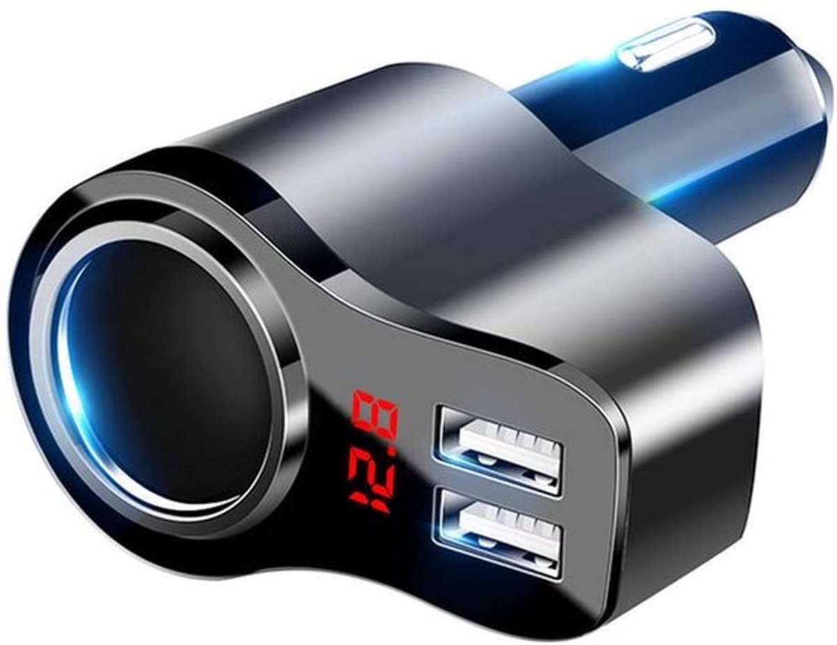 USB-autoladeradapter, autolader met dubbele USB-poortsplitter, 12V-24V-stopcontact, sigarettenaansteker