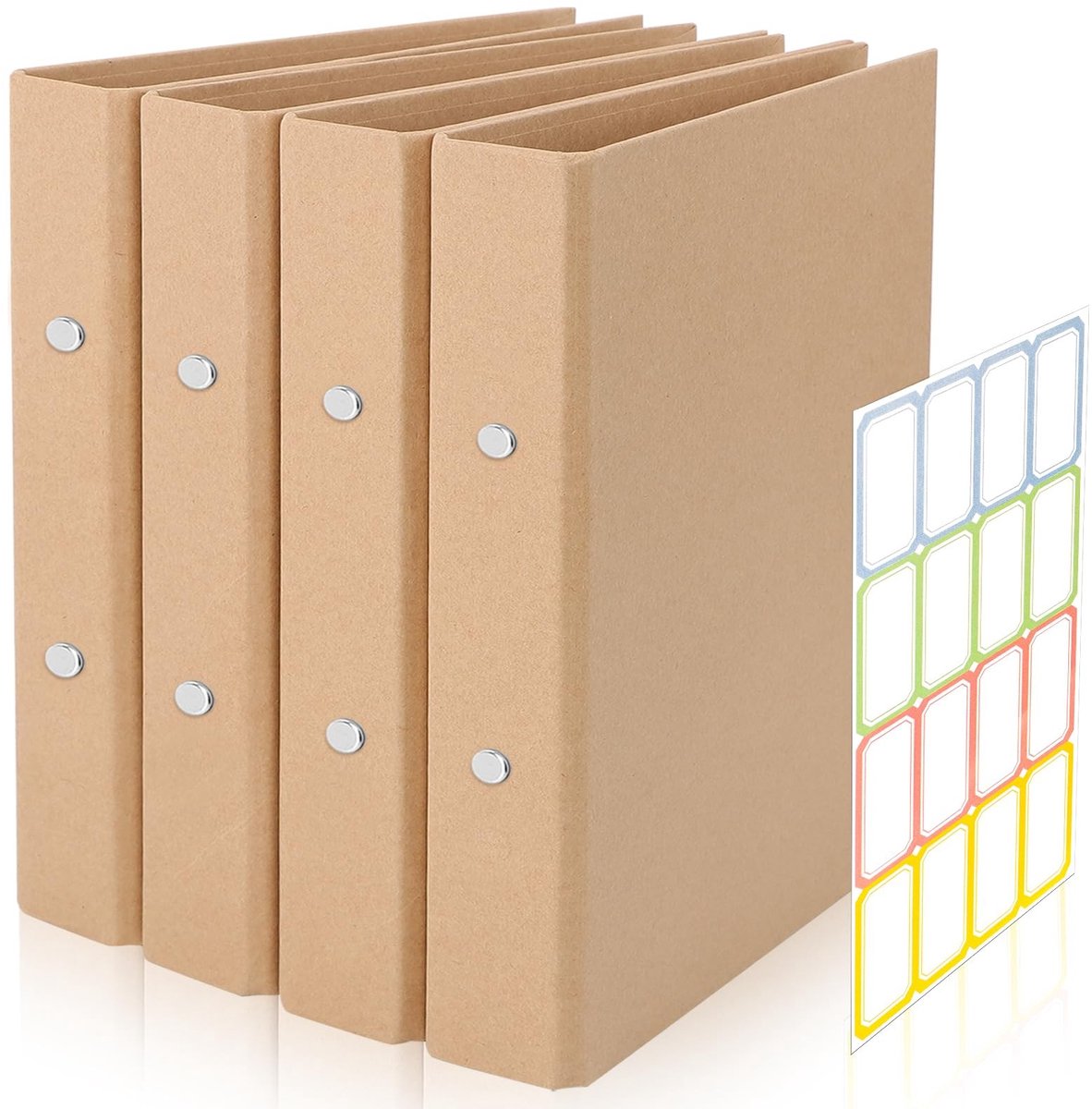 Solidchoice - Set van 4 A4 Ringmappen van Kraftpapier
