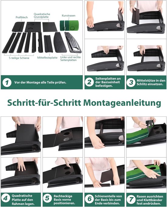 Golf Putting Mat - Oefenmat Golf - Indoor Golf Training - Met Terugloopbaan - 300 cm Lengte - Groen van GOLF — afbeelding 3