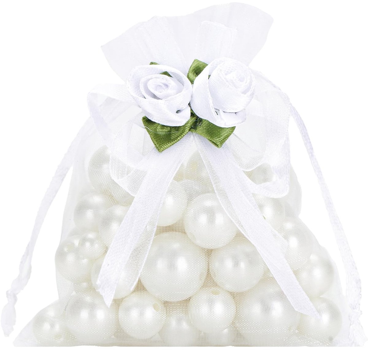 Solidchoice - Organza Zakjes met Witte Rozen, 30 Stuks