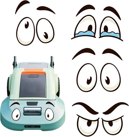 Oogstickers robotmaaier - waterdicht - cartoonogen - verschillende emoties - voor grasmaaier - ShopVlot — afbeelding 3