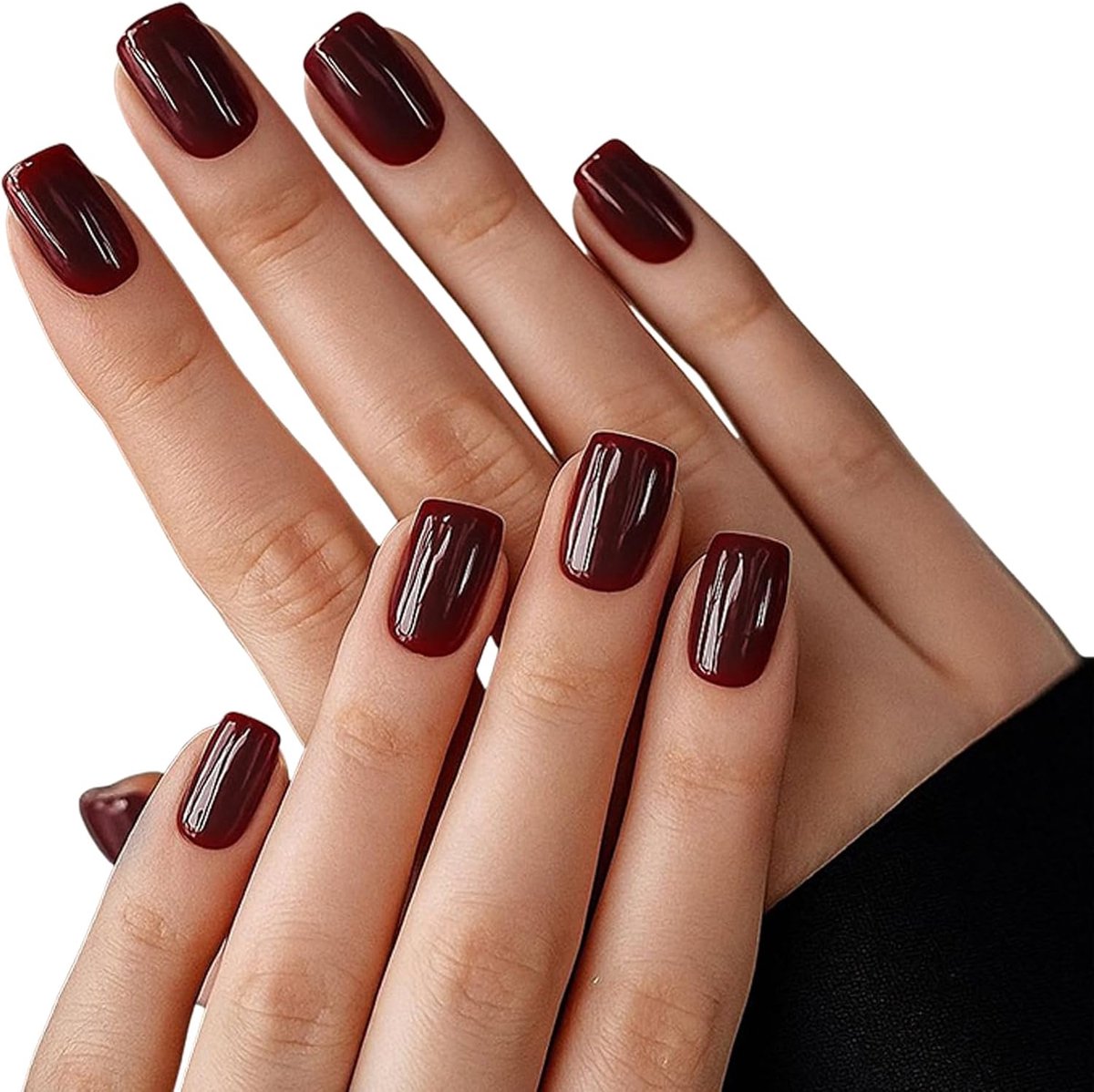 Press-on nagels extra kort - wijnrood - vierkant design - snelle doe-het-zelf manicure - ShopVlot