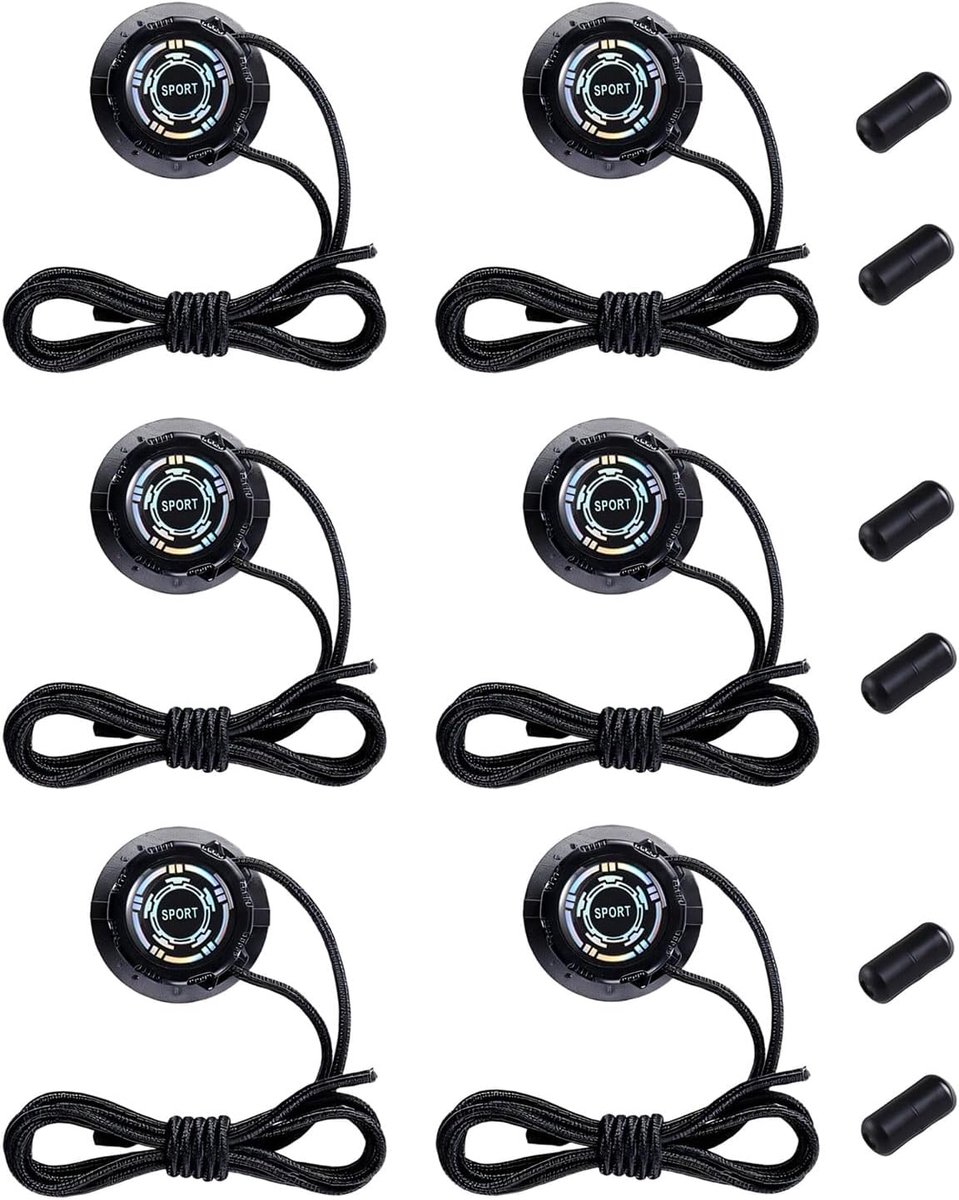 Automatische draaisluiting 6 stuks - veters zonder strikken - elastisch zwart - eenvoudig te gebruiken - ShopVlot