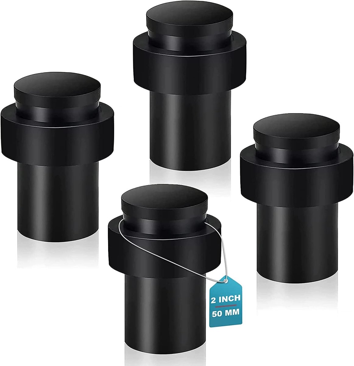 Solidchoice - Set van 4 Zware Deurstoppers met RVS Bumper voor Vloerbevestiging