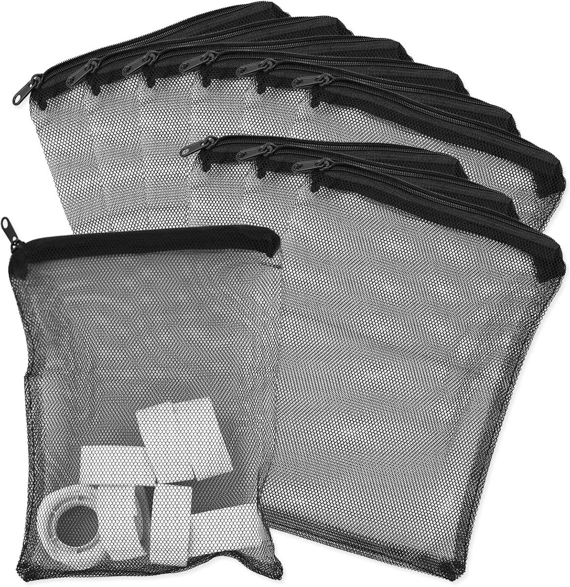 Aquariumfilterzakken - Zwart - 21 x 14 cm - Herbruikbare Zak met Robuuste Ritssluiting - Voor Diverse Aquariumfiltermedia
