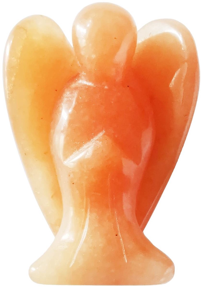 Aventurijn Engel Beeldje - Beschermengel Steen - Decoratie Huis - Handgesneden Natuursteen - 5 CM Hoog - Rood
