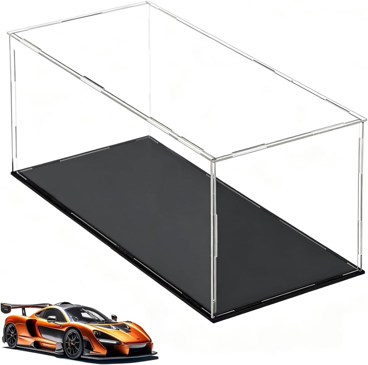 SnelShoppen - Plexiglas Display Case 30x20x15 cm - Transparante Acryl Vitrinekast - Stofdichte Tentoonstellingskast met Zwarte Basis voor Modelbouw &