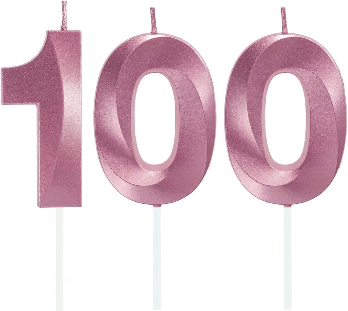 Verjaardagskaarsen getal 100 - roze - veilig wasmateriaal - perfect voor feestdecoratie - ShopVlot