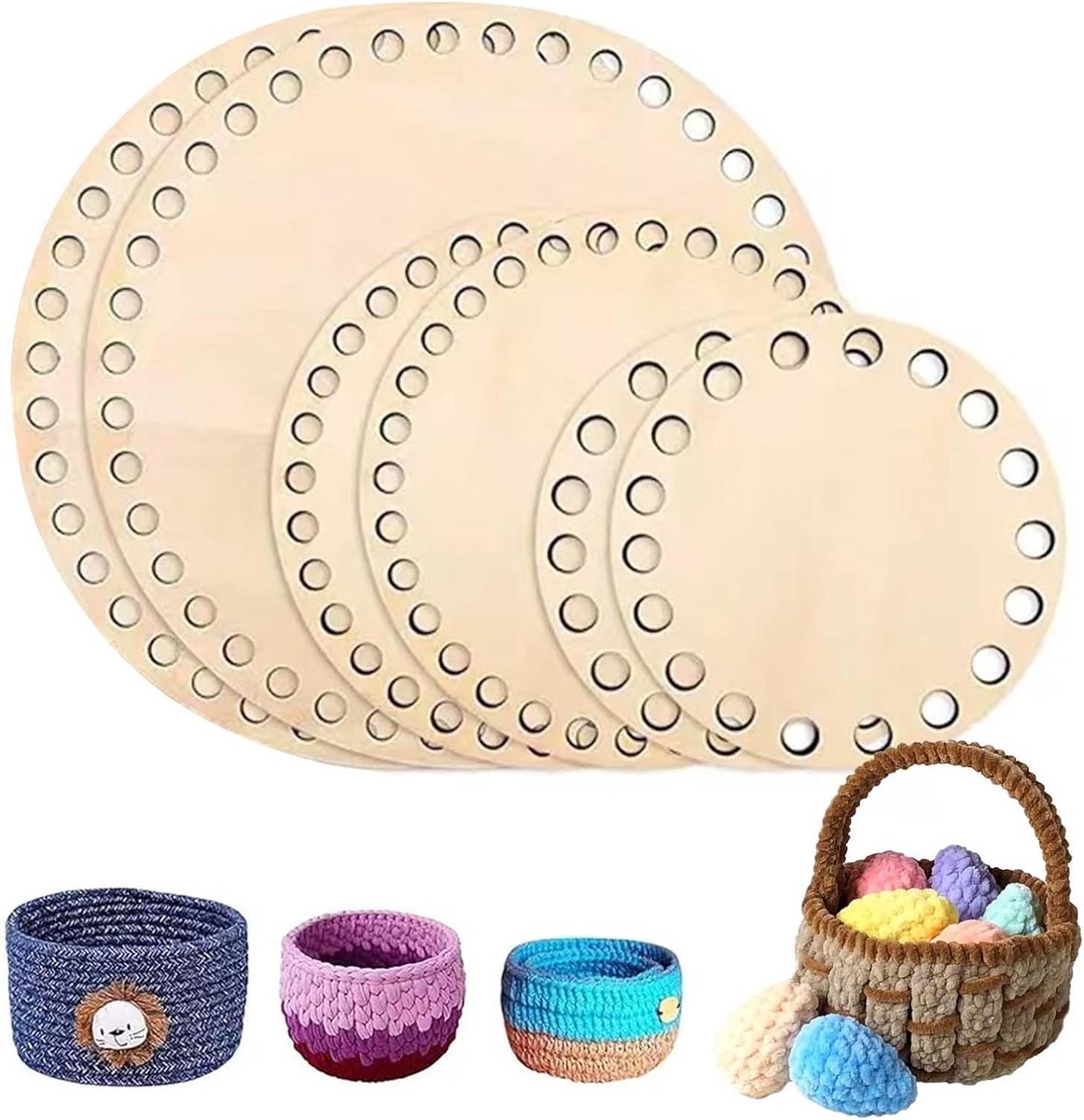 Mandbodem voor haken - natuurlijke houten bodem - ronde basis voor DIY-projecten - ideaal voor haakwerk - ShopVlot