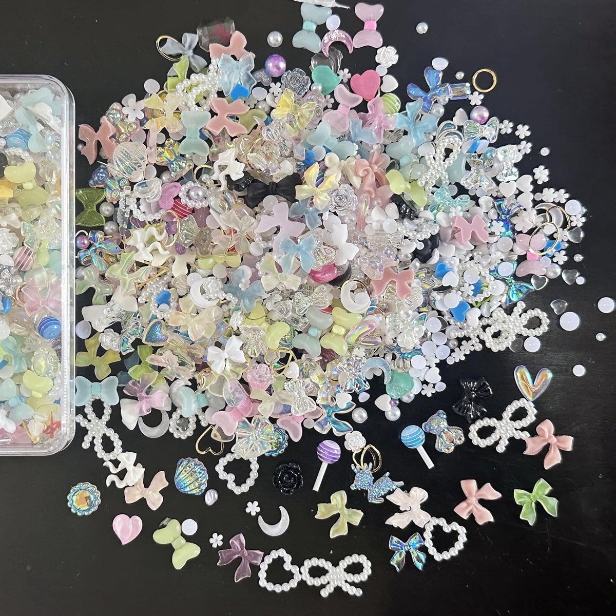 Nail Art Decoratie 400pcs - Multishapes Hart Strik Kralen - Aurora Flatback Beer Vlinder Nagelstenen - ShopVlot