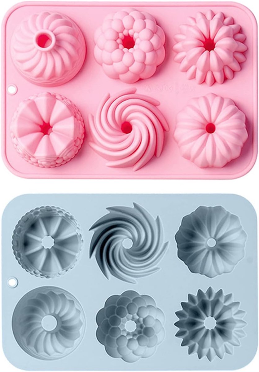Silicone cake mould mini - 2 stuks - zwart - ideaal voor bundt en donut - ShopVlot