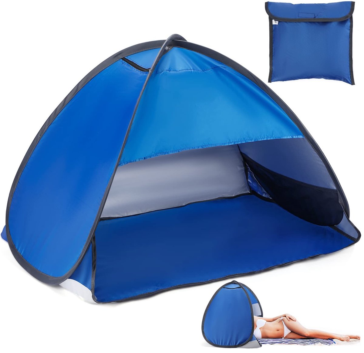 Solidchoice - Pop-Up Strand Zonnescherm met Hoofdkussen
