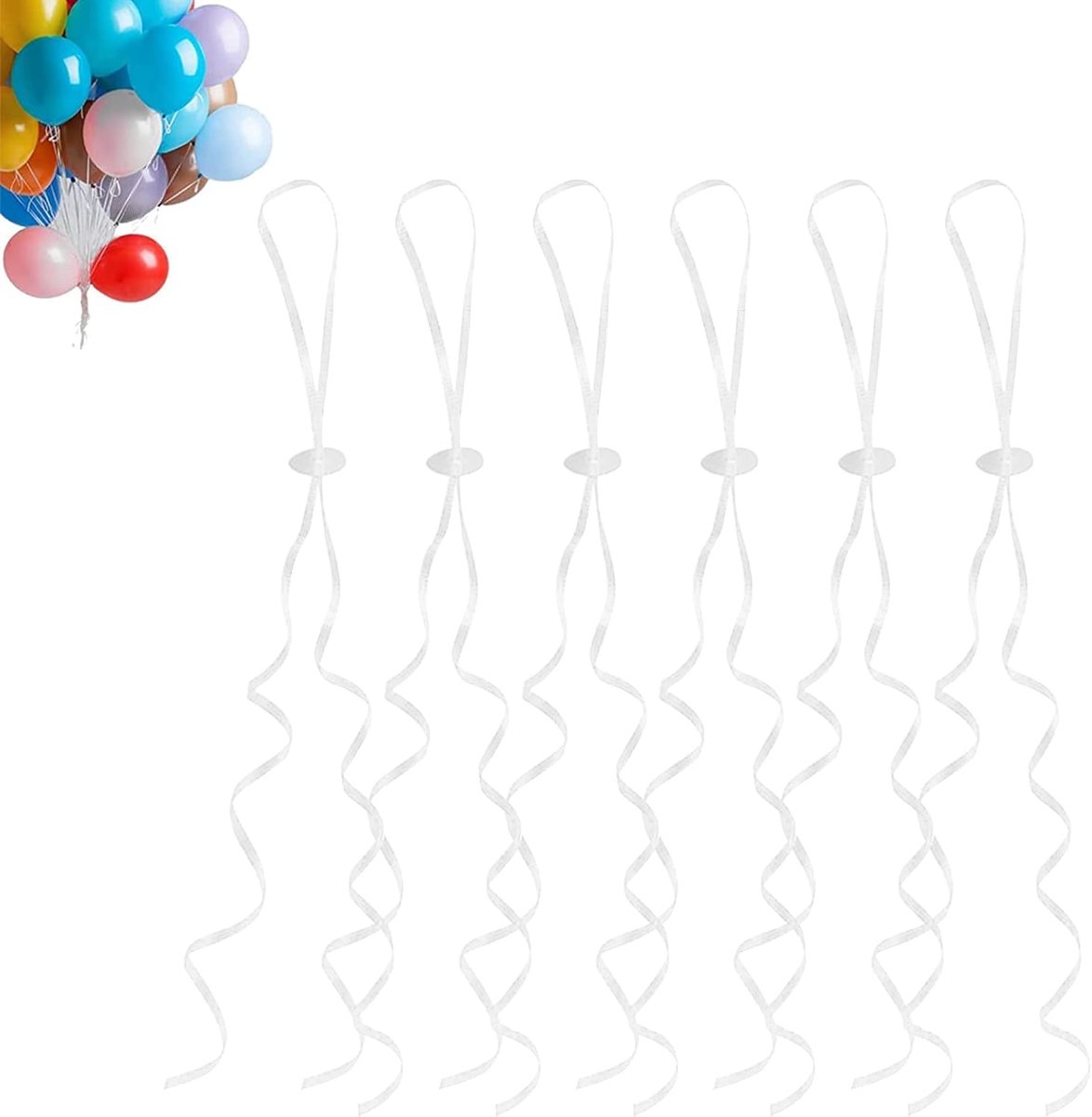 Ballon sluitingen 50 stuks - Witte ballon klassen - Inclusief ballonkoord - Voor het maken van ballon guirlandes - ShopVlot
