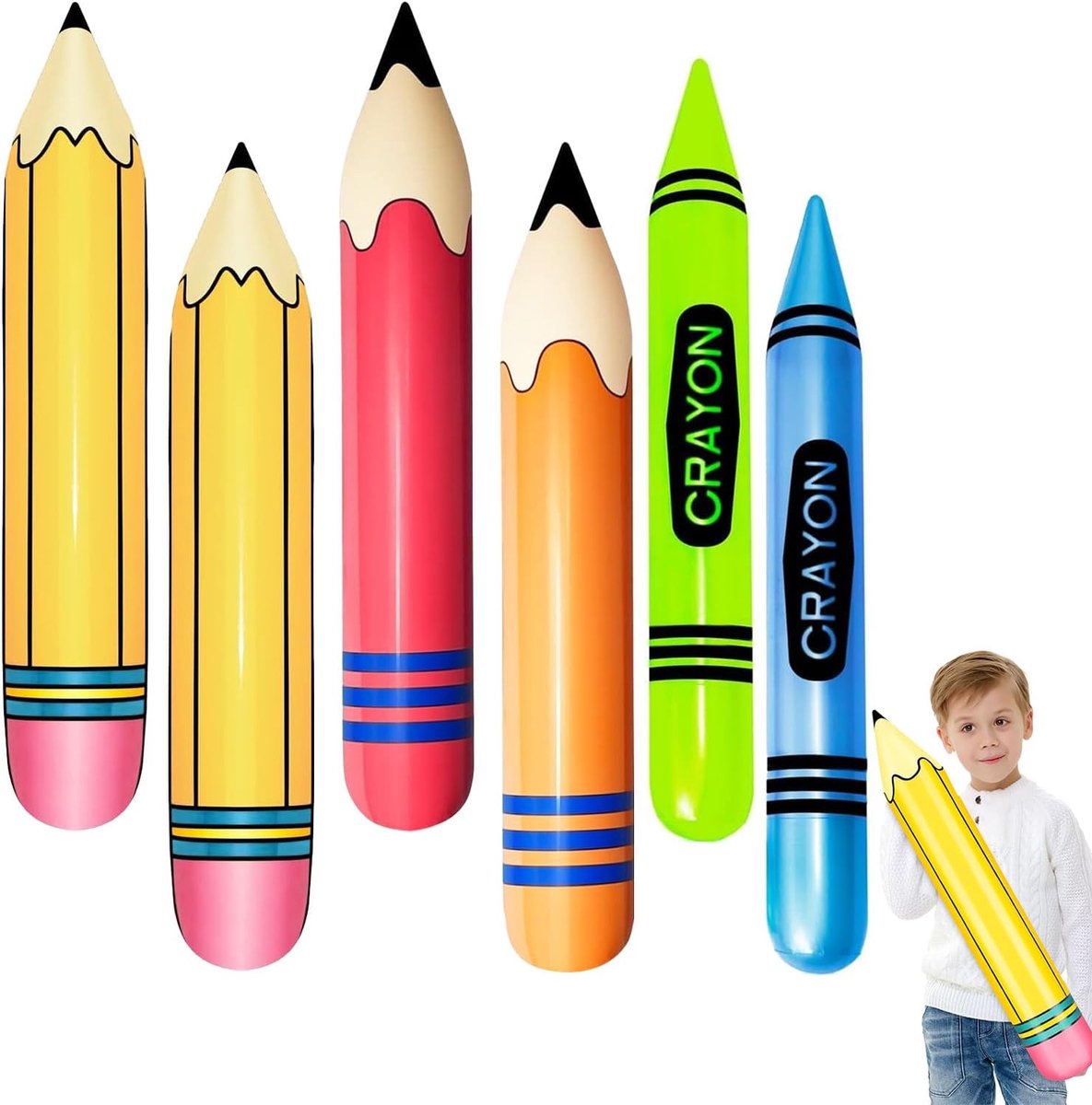Opblaasbare potloodballonnen - 6 stuks - PVC materiaal - Realistisch design - Perfect voor de eerste schooldag - ShopVlot