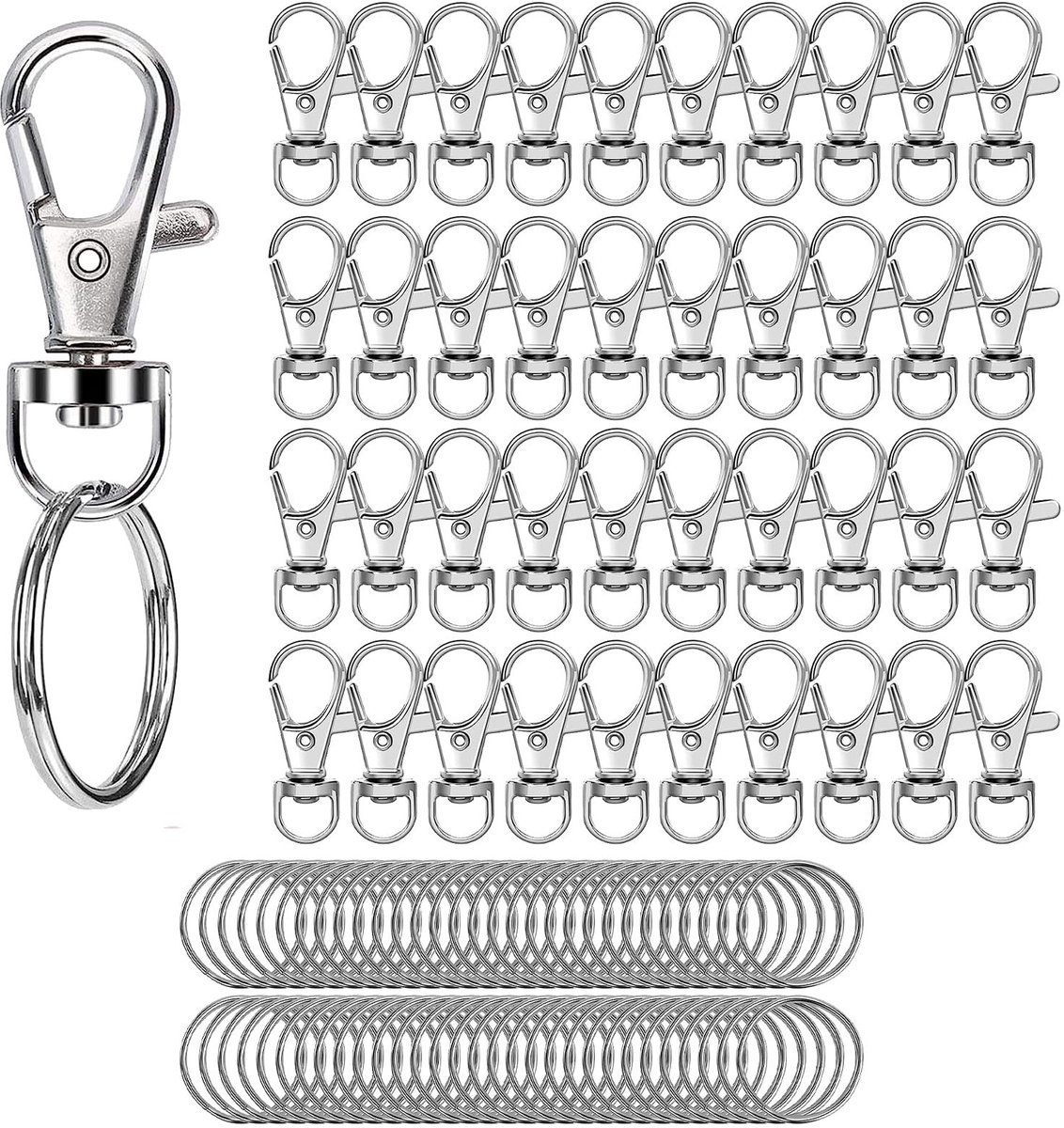 Solidchoice - 80 Stuks Rotatabele Sleutelhangers met Karabijnhaak