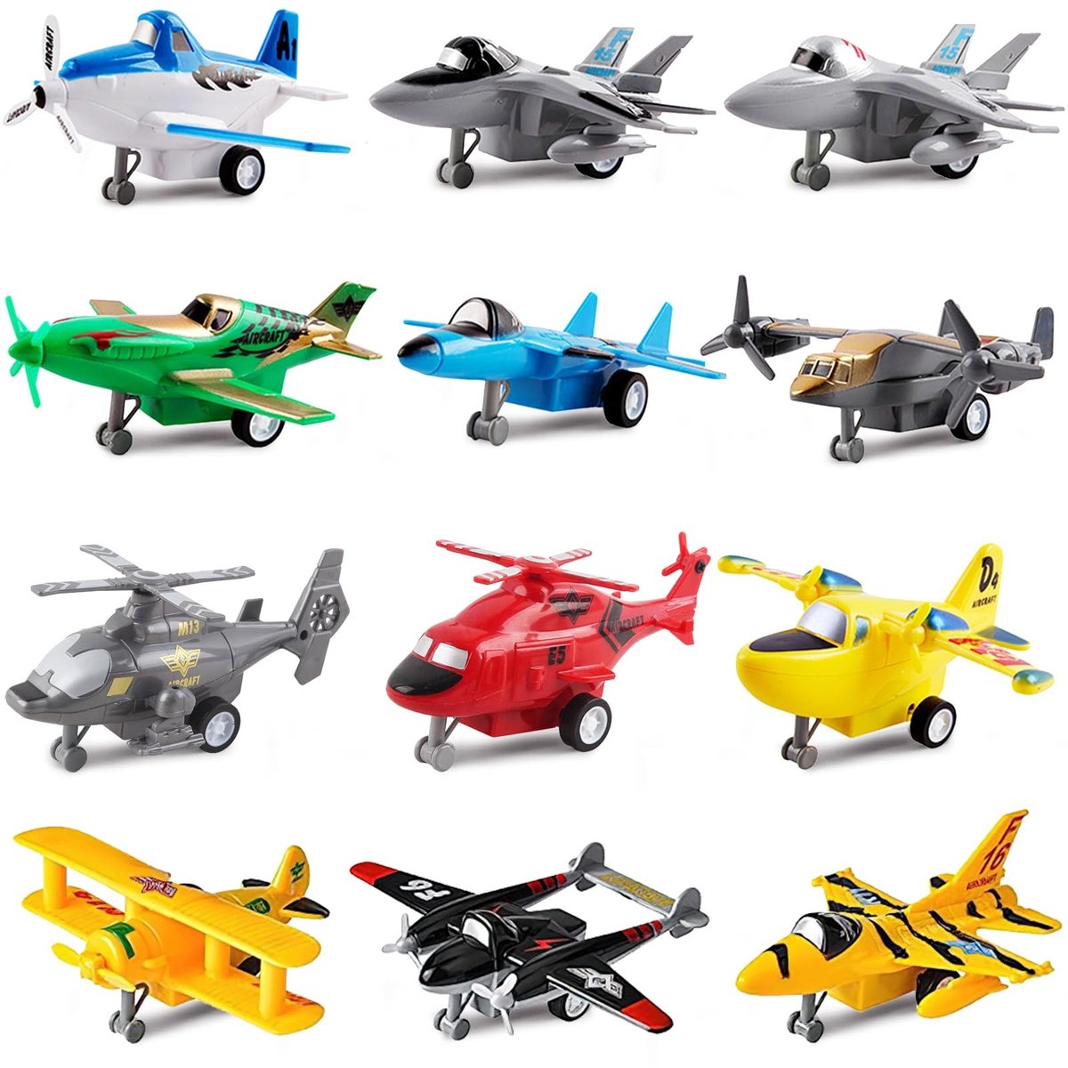 Solidchoice - Set van 12 Miniatuur Vliegtuigen voor Kinderen