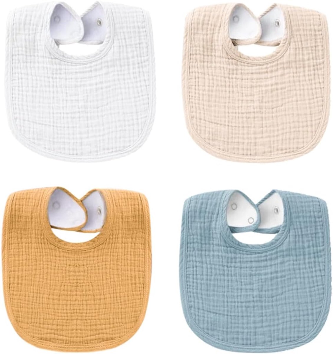 Babyslabbetjes 4 stuks - mousseline - dubbellaags, zacht en absorberend - perfect voor baby's van 0 tot 12 maanden - ShopVlot