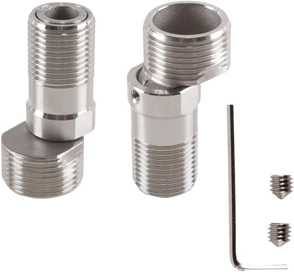 S Connectors 3/4" x 1/2" - RVS - 10mm Offset - 360° draaibaar voor keuken - ShopVlot