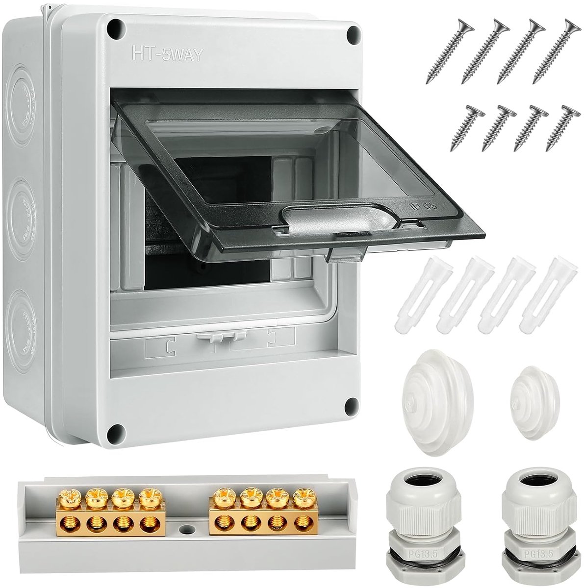 Elektrische behuizing 5 modules - waterdicht IP65 - met transparante deur - ideaal voor buitengebruik - ShopVlot