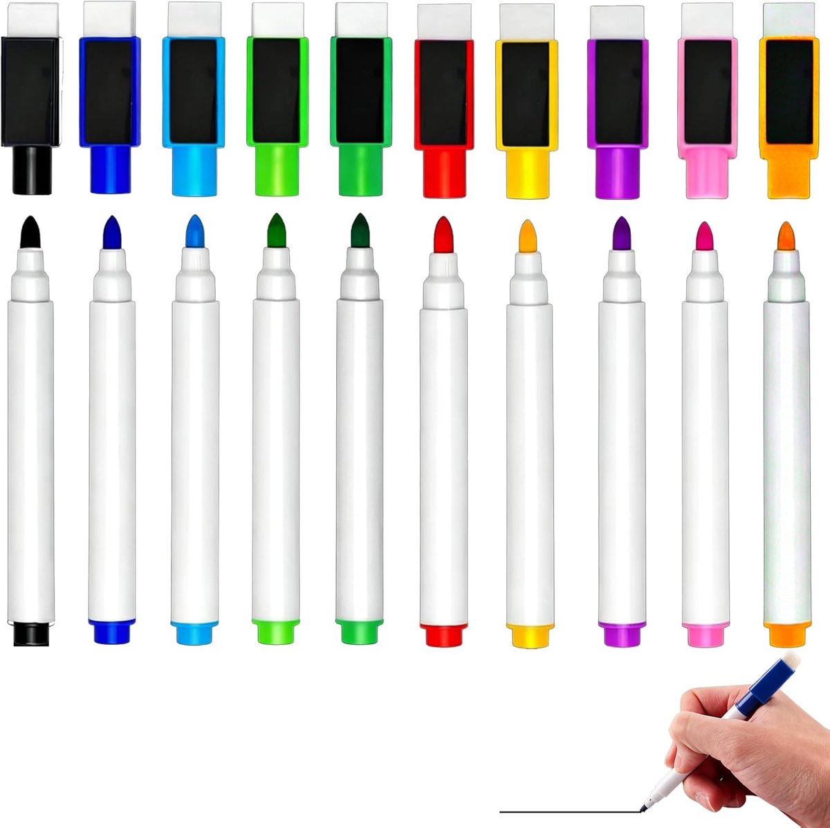 Vloeibare krijtstiften 10 stuks - uitwisbare krijtmarkers - ronde punt - perfect voor glas en schoolbord - ShopVlot