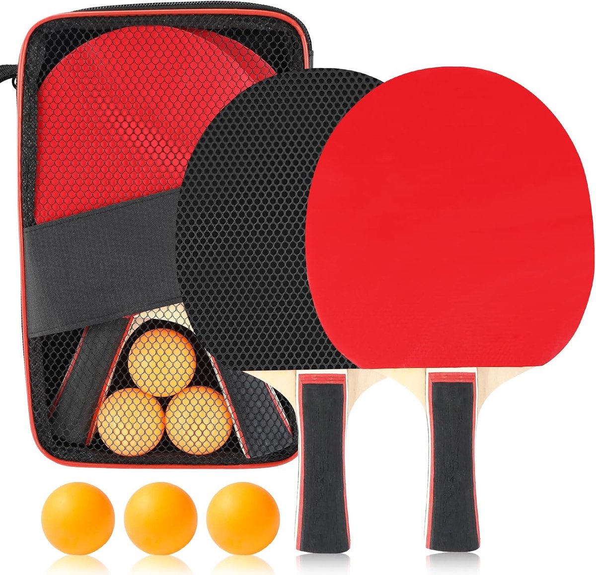 Tafeltennis Set - Premium Kwaliteit - Inclusief 2 Bats en 3 Ballen - Voor Beginners en Gezinsplezier - ShopVlot
