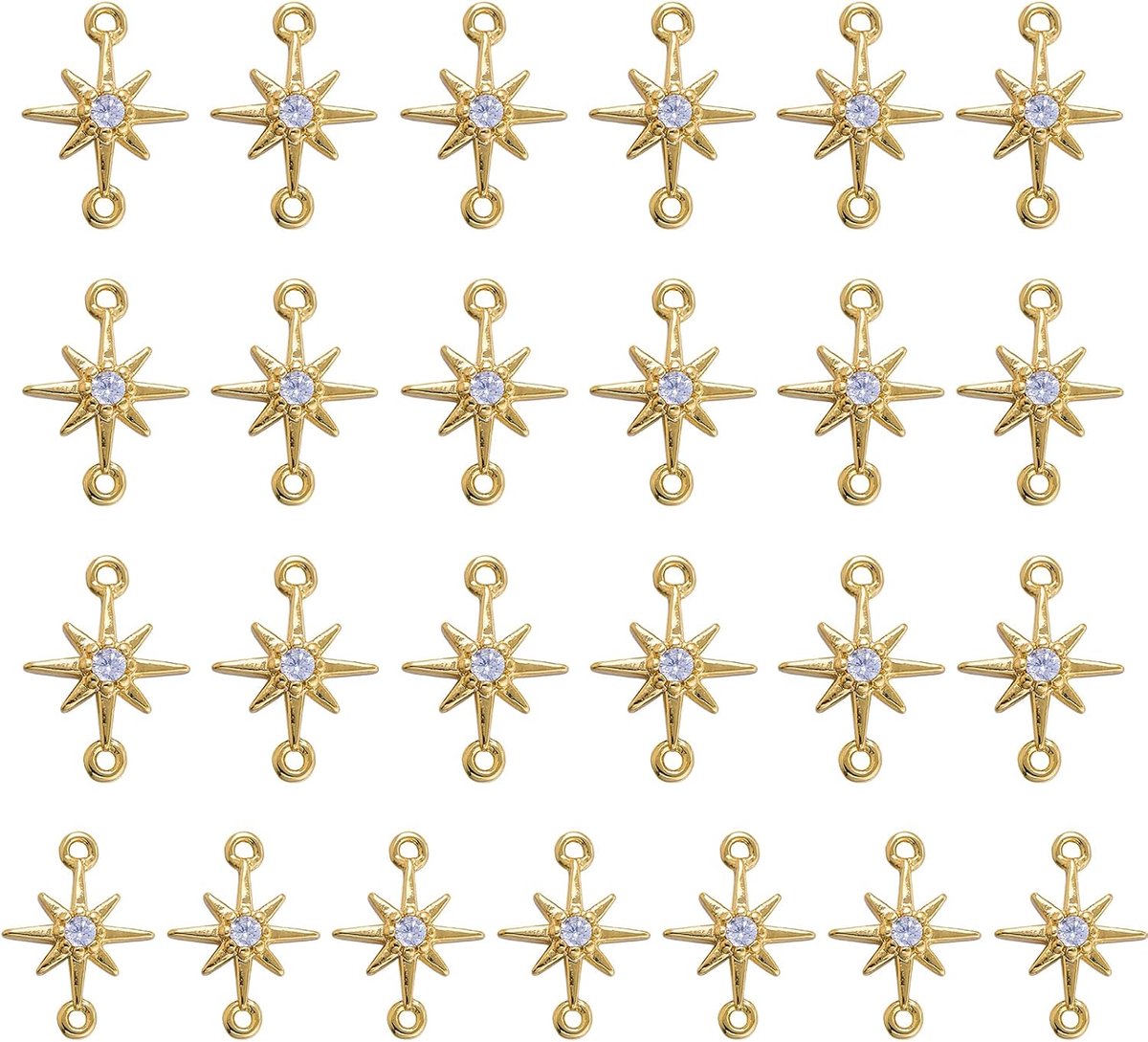 25 stuks sterconnectoren charms - kristal charms links - echt 18K goud vergulde pendant - ideaal voor sieraden maken - ShopVlot