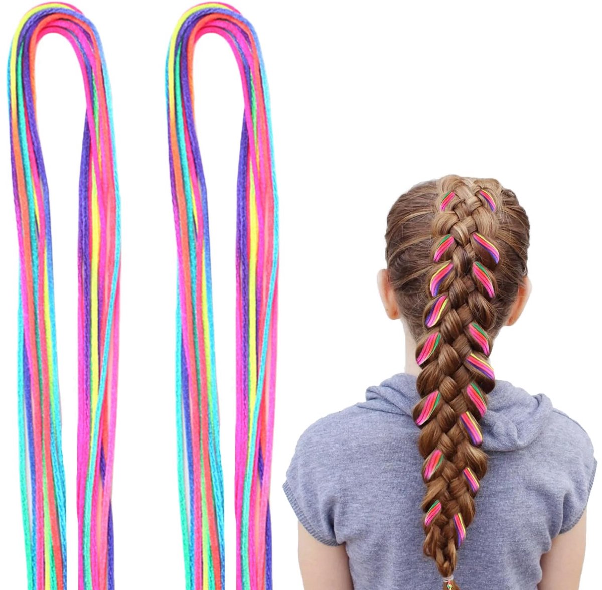 Solidchoice - Set van 70 Kleurrijke Haar Vlechten voor Kinderen