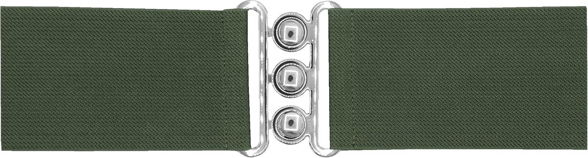 Brede elastische riem 7,5 cm - khaki - met gesp - ideaal voor een stijlvolle look - ShopVlot