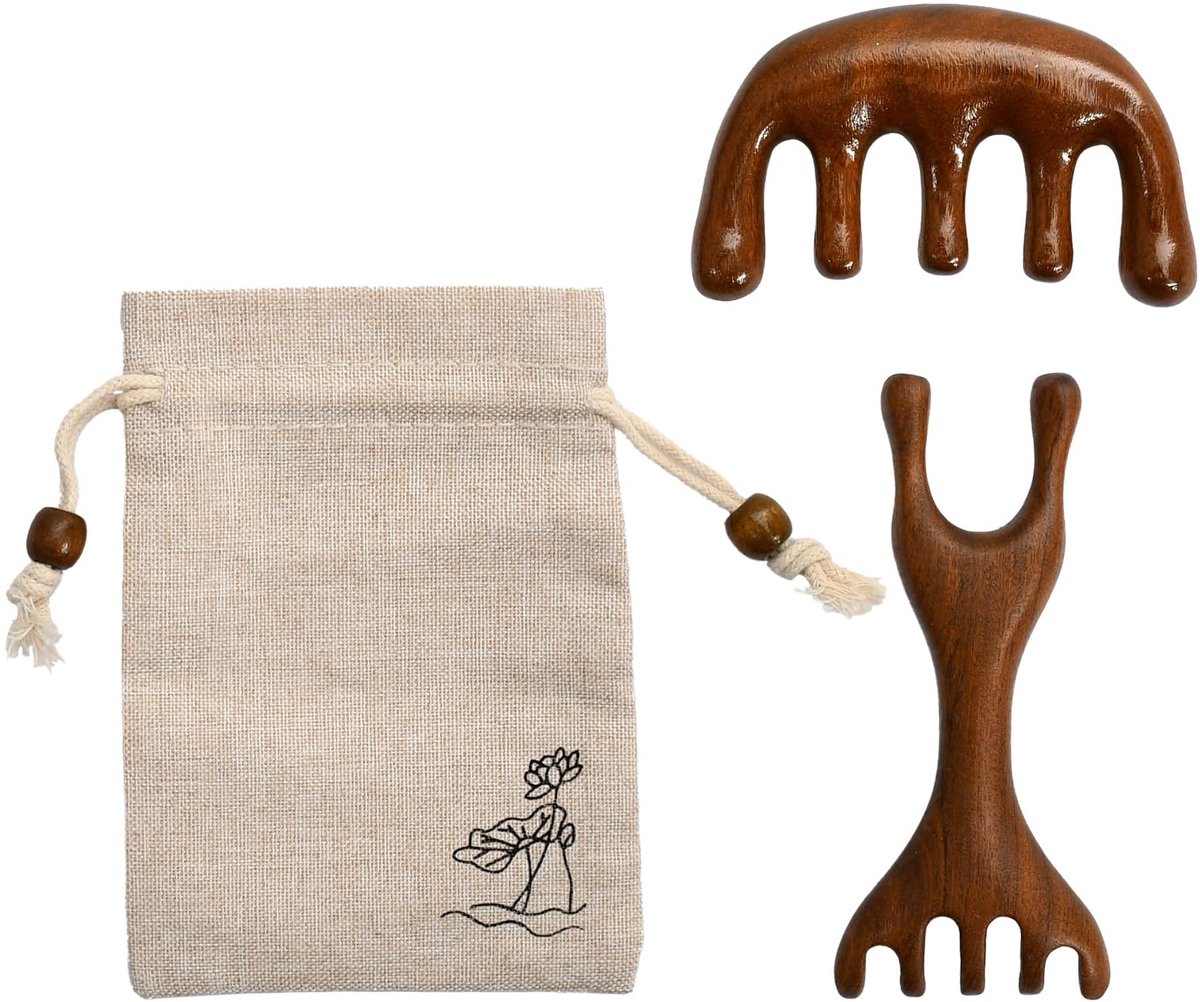Solidchoice - Houten Massagekam Set van Sandelhout voor Hoofdmassage