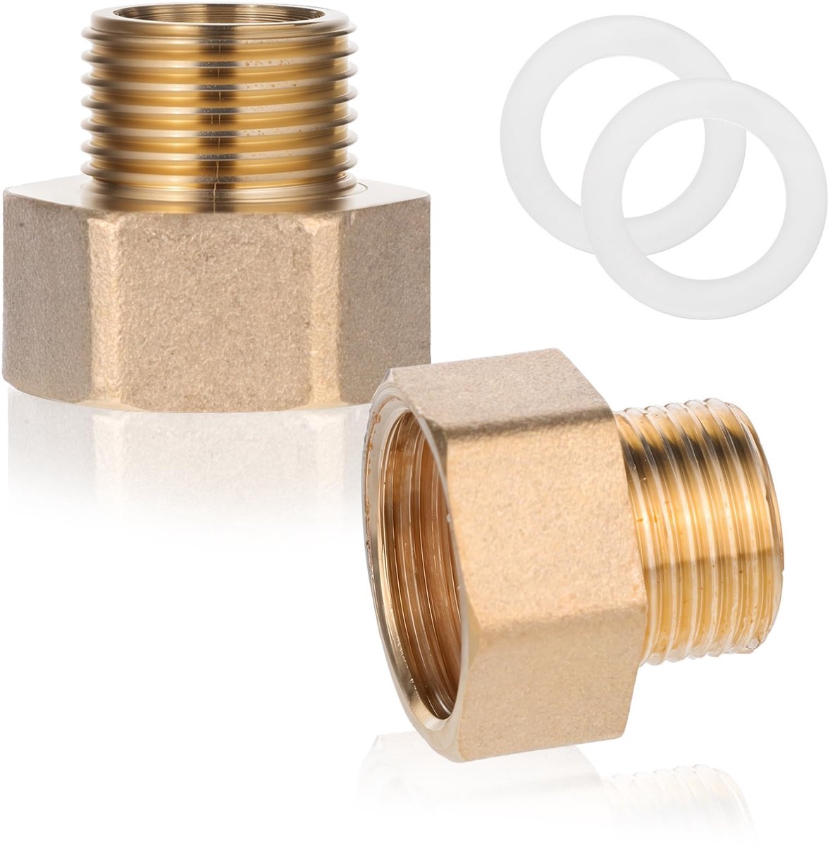 Solidchoice - Set van 2 Messing Pijpfittingen met Reductieadapter