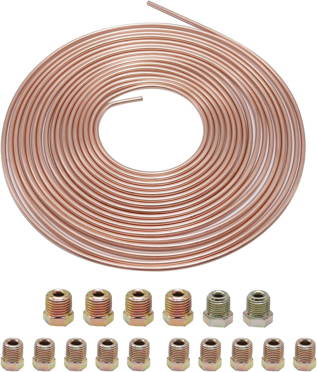 Rempijp 3/16" koper - buizenstelsel set - 10 meter lengte - inclusief 16 moerfittingen - ShopVlot