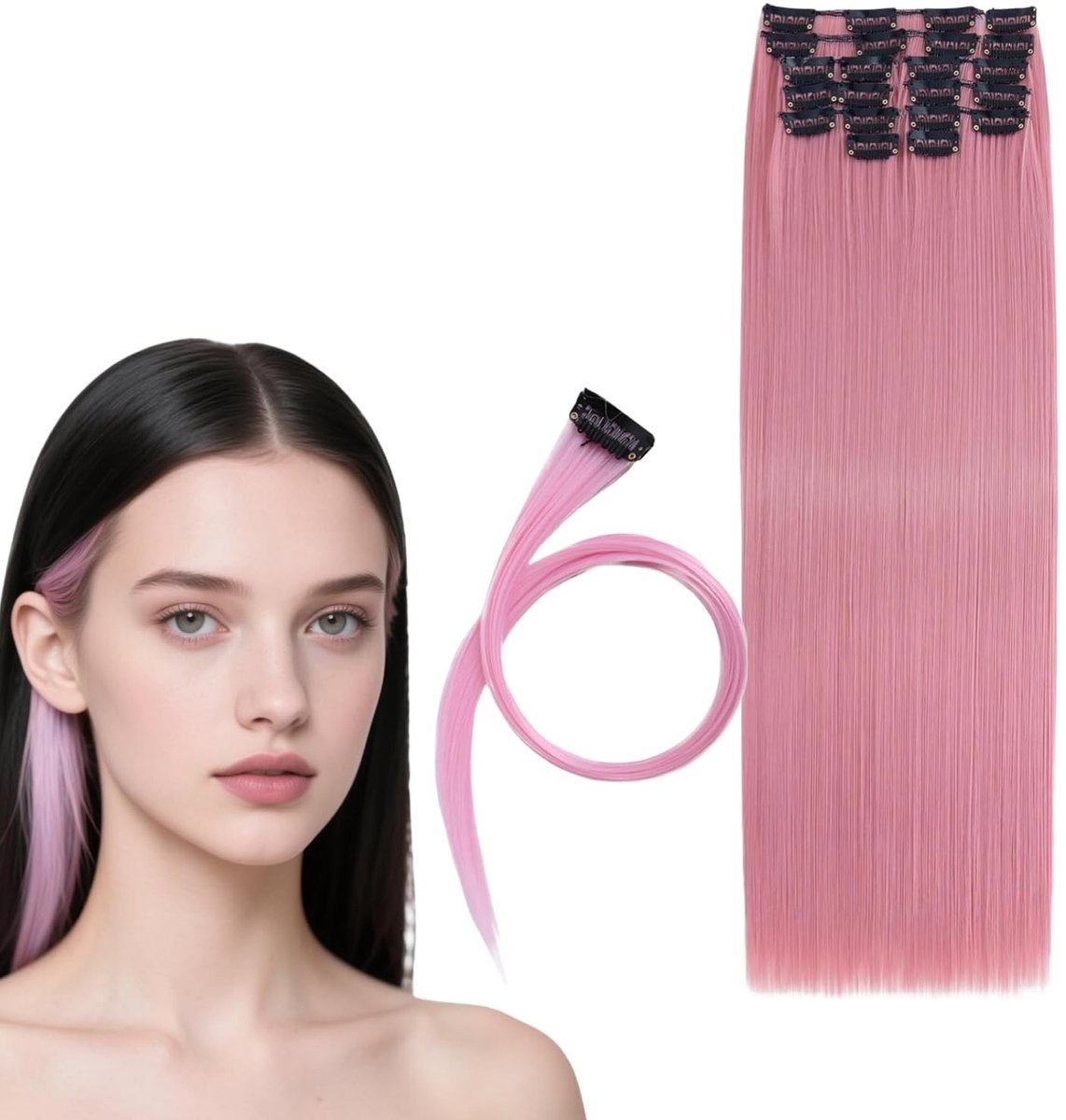 Solidchoice - Set van 40 Kleurige Haarstukken voor Vrouwen